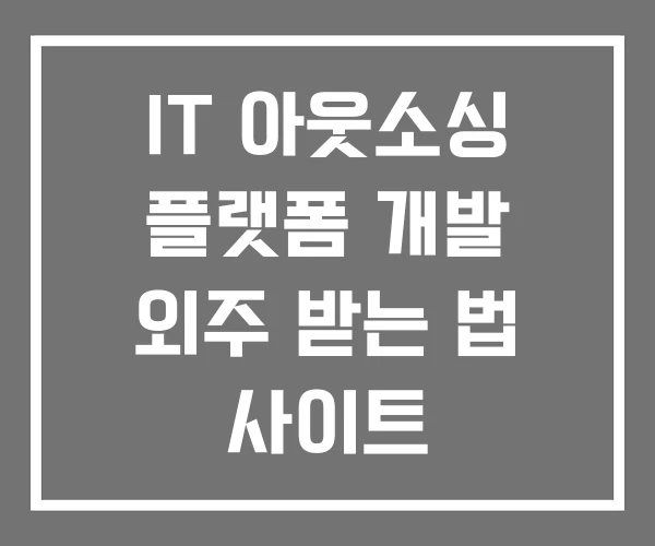 IT 아웃소싱 플랫폼 개발 외주 받는 법 사이트