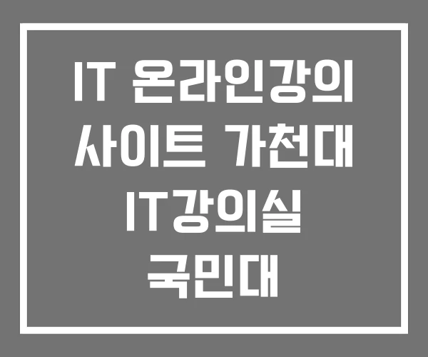 IT 온라인강의 사이트 가천대 IT강의실 국민대 IT 온라인강의 사이트 가천대 IT강의실 국민대