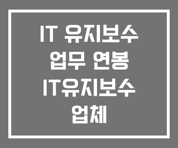 IT 유지보수 업무 연봉 IT유지보수 업체