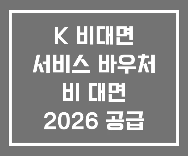 K 비대면 서비스 바우처 비 대면 2026 공급 기업