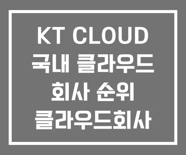 KT CLOUD 국내 클라우드 회사 순위 클라우드회사