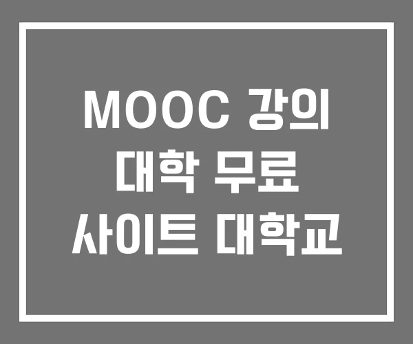 MOOC 강의 대학 무료 사이트 대학교 MOOC 강의 대학 무료 사이트 대학교