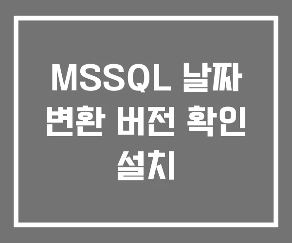 MSSQL 날짜 변환 버전 확인 설치 MSSQL 날짜 변환 버전 확인 설치