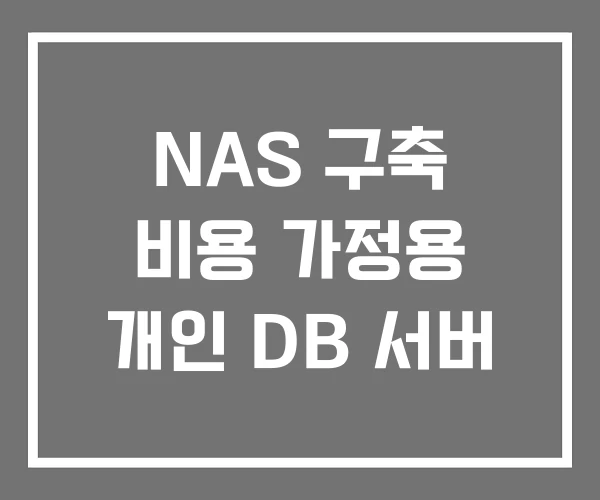 NAS 구축 비용 가정용 개인 DB 서버