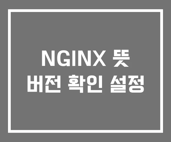 NGINX 뜻 버전 확인 설정