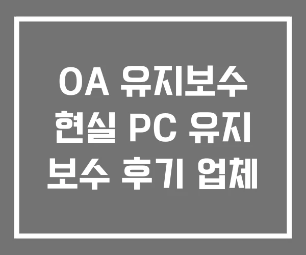 OA 유지보수 현실 PC 유지 보수 후기 업체