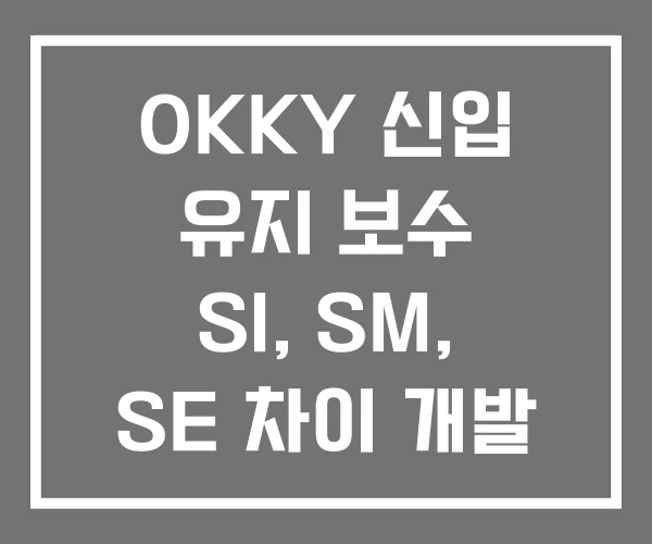 OKKY 신입 유지 보수 SI, SM, SE 차이 개발