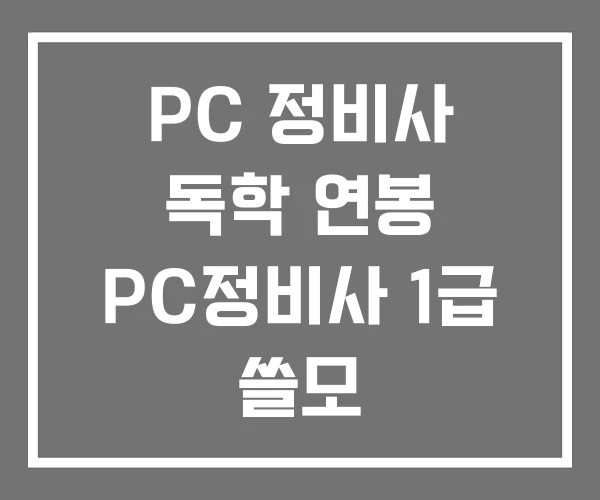 PC 정비사 독학 연봉 PC정비사 1급 쓸모