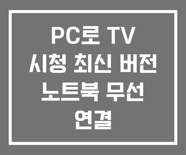 PC로 TV 시청 최신 버전 노트북 무선 연결