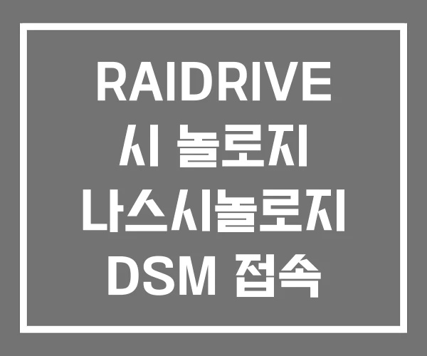 RAIDRIVE 시 놀로지 나스시놀로지 DSM 접속