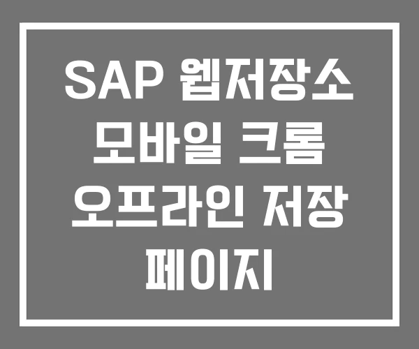 SAP 웹저장소 모바일 크롬 오프라인 저장 페이지 SAP 웹저장소 모바일 크롬 오프라인 저장 페이지
