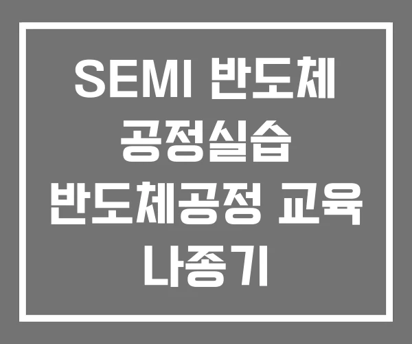 SEMI 반도체 공정실습 반도체공정 교육 나종기
