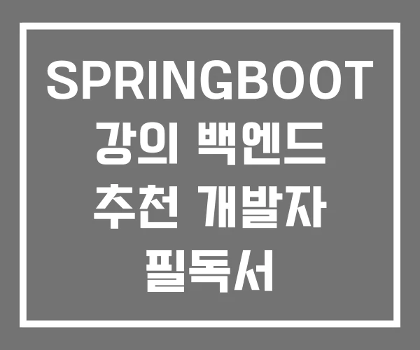 SPRINGBOOT 강의 백엔드 추천 개발자 필독서