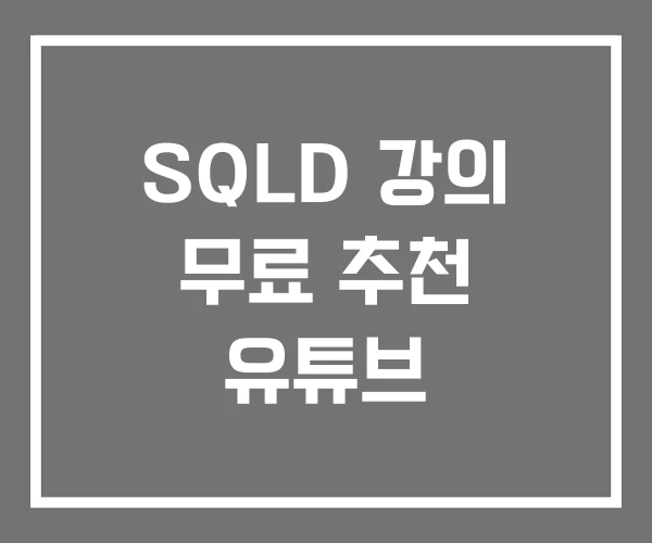 SQLD 강의 무료 추천 유튜브 SQLD 강의 무료 추천 유튜브