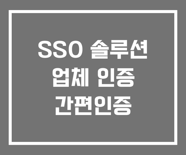 SSO 솔루션 업체 인증 간편인증