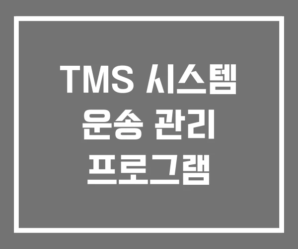 TMS 시스템 운송 관리 프로그램 TMS 시스템 운송 관리 프로그램