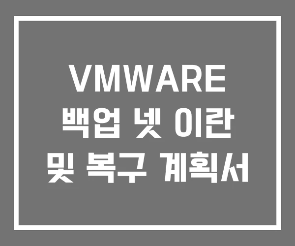 VMWARE 백업 넷 이란 및 복구 계획서