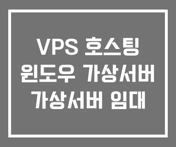VPS 호스팅 윈도우 가상서버 가상서버 임대