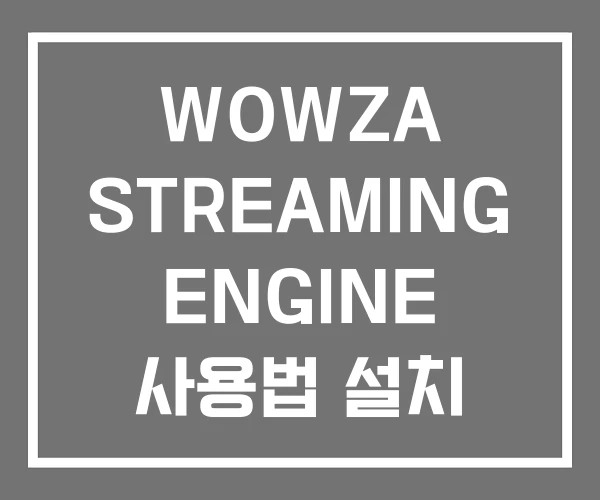 WOWZA STREAMING ENGINE 사용법 설치