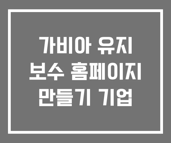 가비아 유지 보수 홈페이지 만들기 기업