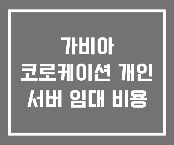 가비아 코로케이션 개인 서버 임대 비용