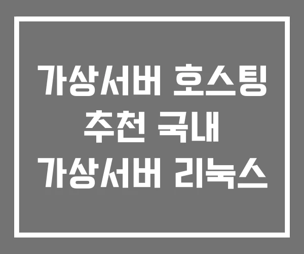 가상서버 호스팅 추천 국내 가상서버 리눅스