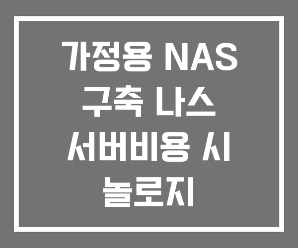 가정용 NAS 구축 나스 서버비용 시 놀로지