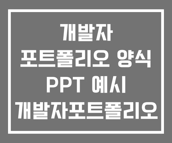 개발자 포트폴리오 양식 PPT 예시 개발자포트폴리오