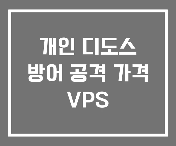 개인 디도스 방어 공격 가격 VPS