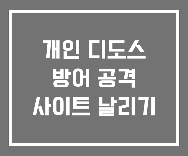 개인 디도스 방어 공격 사이트 날리기 개인 디도스 방어 공격 사이트 날리기