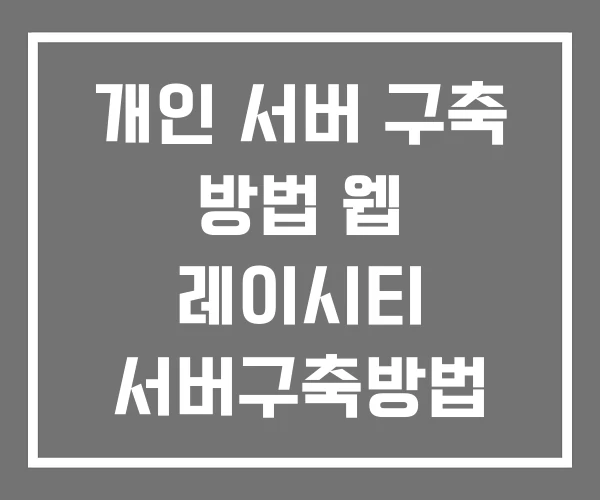개인 서버 구축 방법 웹 레이시티 서버구축방법