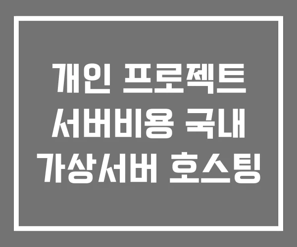 개인 프로젝트 서버비용 국내 가상서버 호스팅 개인 프로젝트 서버비용 국내 가상서버 호스팅