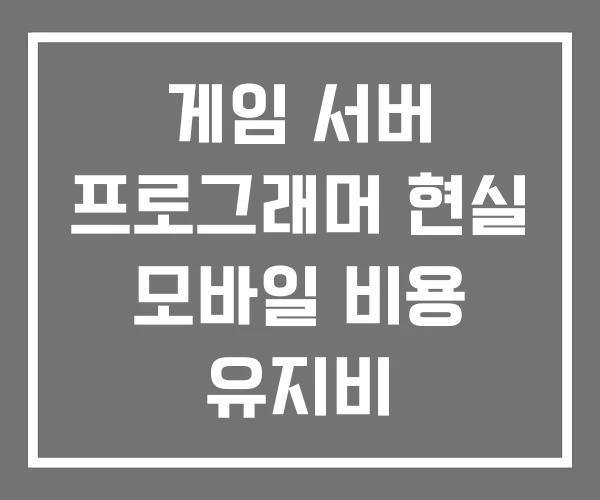 게임 서버 프로그래머 현실 모바일 비용 유지비
