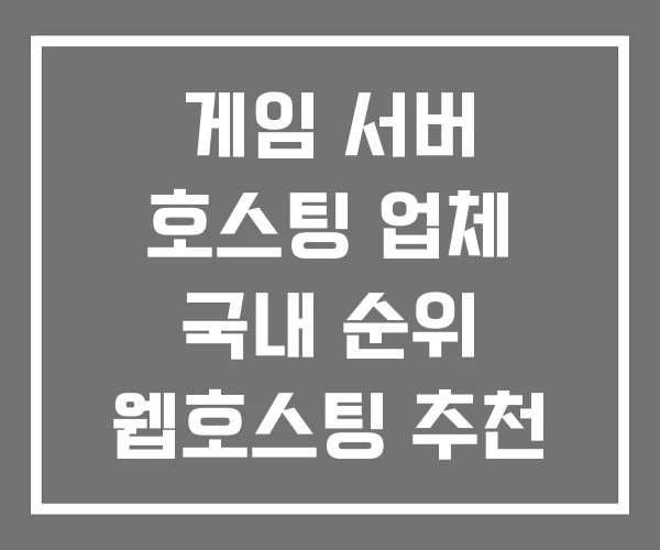 게임 서버 호스팅 업체 국내 순위 웹호스팅 추천