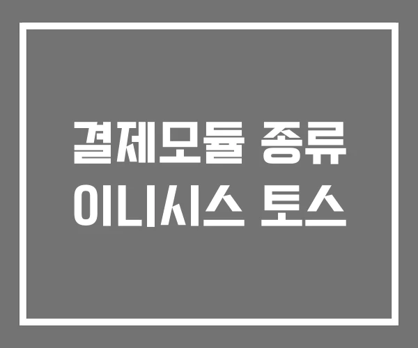 결제모듈 종류 이니시스 토스