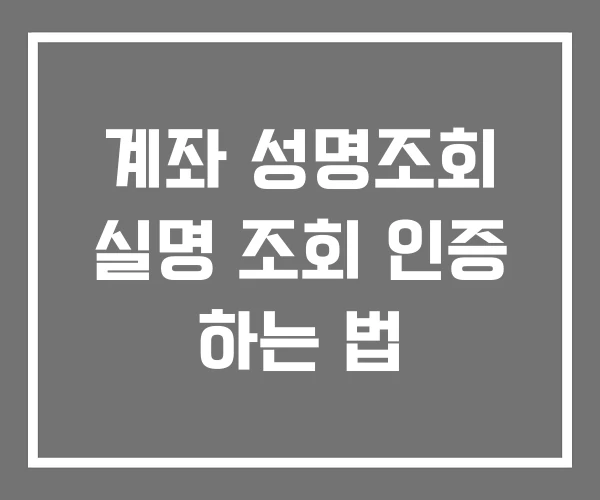 계좌 성명조회 실명 조회 인증 하는 법