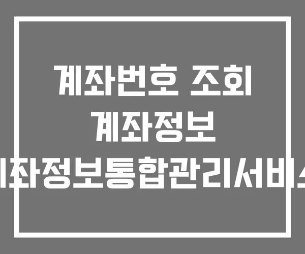 계좌번호 조회 계좌정보 계좌정보통합관리서비스