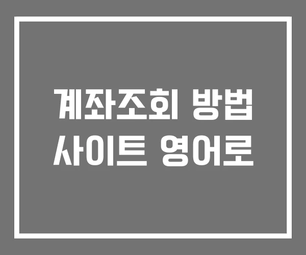 계좌조회 방법 사이트 영어로