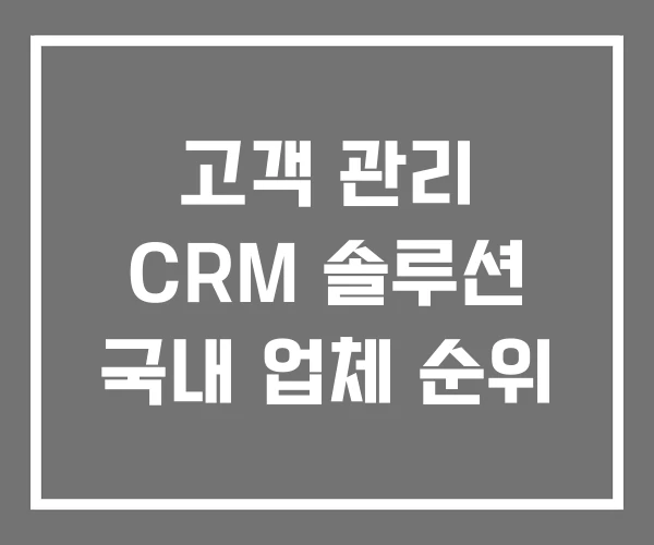 고객 관리 CRM 솔루션 국내 업체 순위
