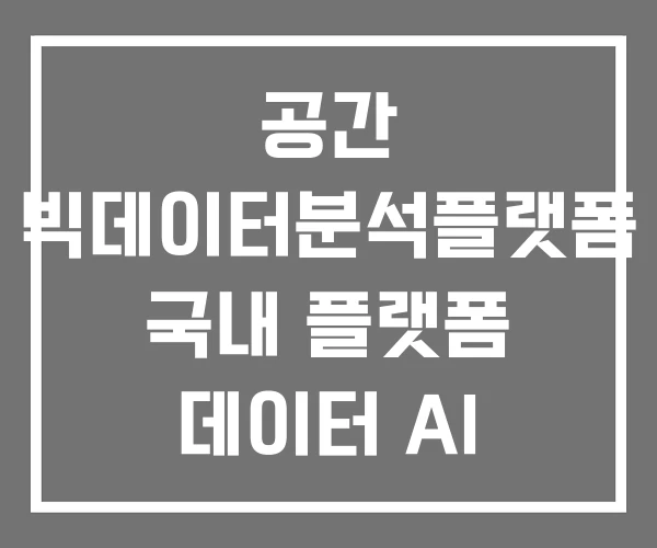 공간 빅데이터분석플랫폼 국내 플랫폼 데이터 AI