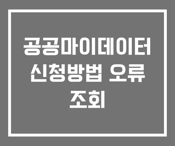 공공마이데이터 신청방법 오류 조회