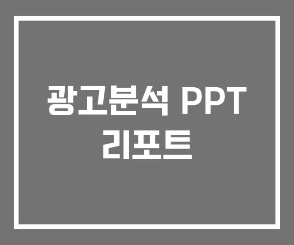 광고분석 PPT 리포트