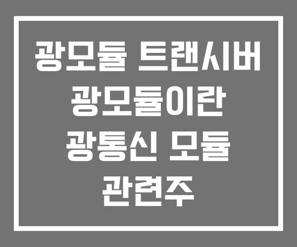 광모듈 트랜시버 광모듈이란 광통신 모듈 관련주 광모듈 트랜시버 광모듈이란 광통신 모듈 관련주