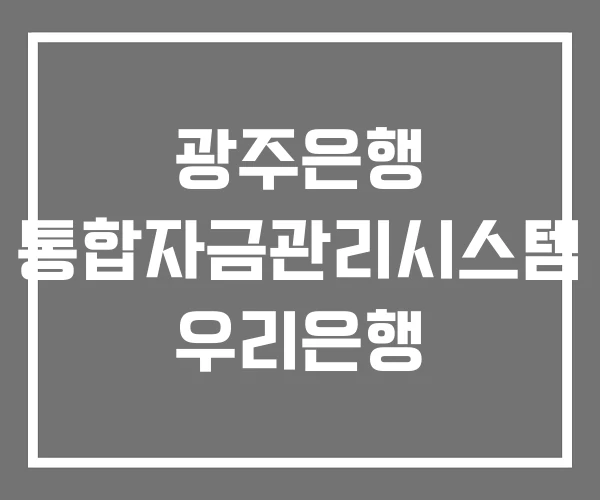 광주은행 통합자금관리시스템 우리은행