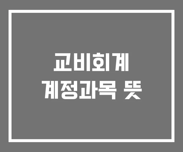 교비회계 계정과목 뜻