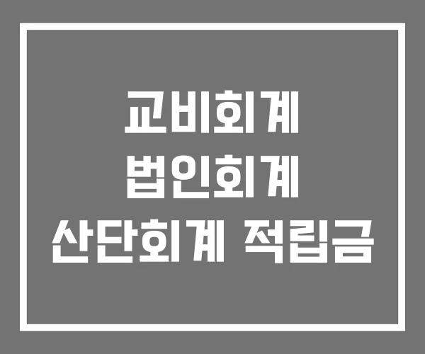 교비회계 법인회계 산단회계 적립금