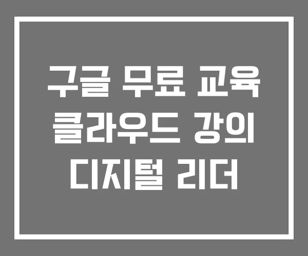 구글 무료 교육 클라우드 강의 디지털 리더 구글 무료 교육 클라우드 강의 디지털 리더