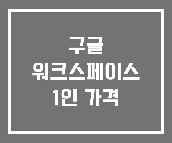 구글 워크스페이스 1인 가격