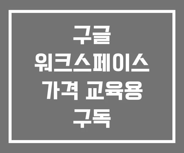 구글 워크스페이스 가격 교육용 구독
