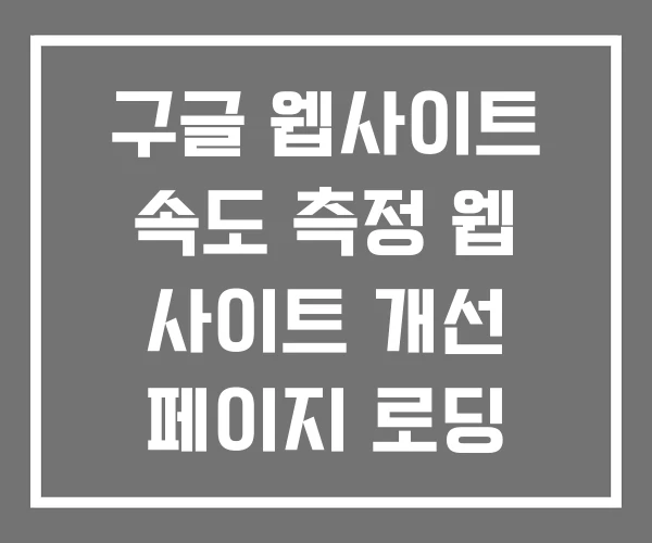 구글 웹사이트 속도 측정 웹 사이트 개선 페이지 로딩